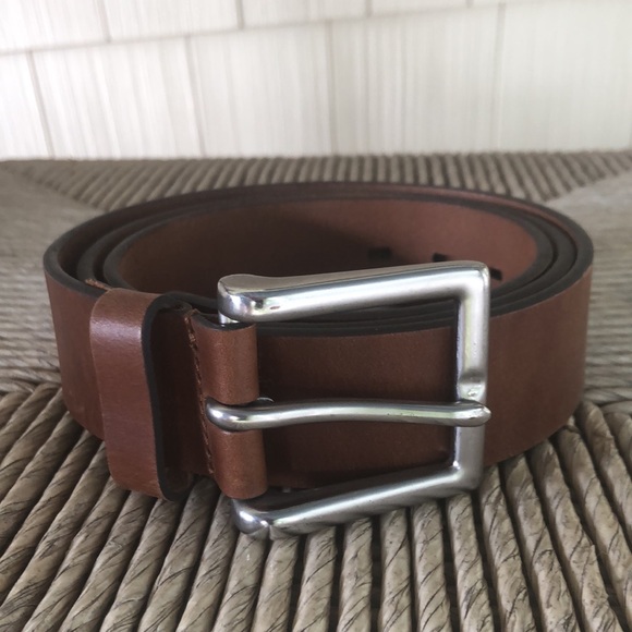 Boutique Size 2X (46-48) Smooth Leather Classic Brown Bright Silver HW $79 NEW - Picture 3 of 16